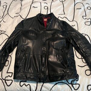 BOSS ORANGE Black Leather Jacket